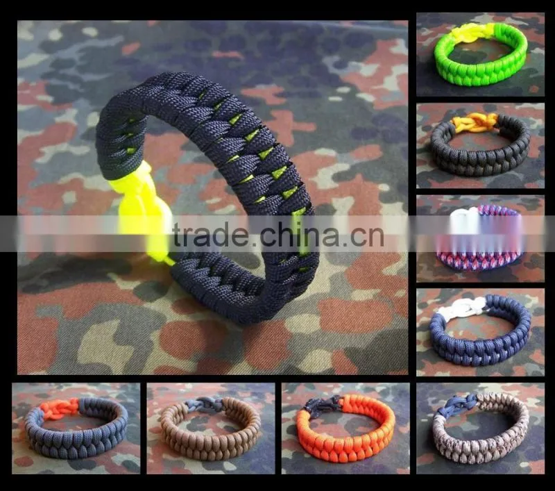 2016 wholesale 550 paracord survival bracelet with stainless steel clasp