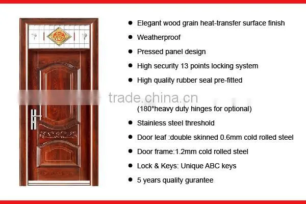 SC-S123 Oversize Metal Door Used Security Doors With Transom