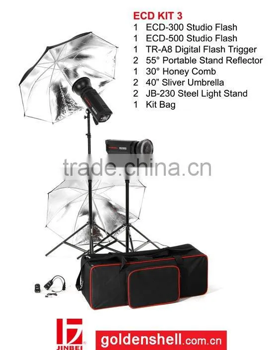 JINBEI ECD series professional studio flash kit 3, Strobe Kit, Photo flash set, monolight, photographic equipment