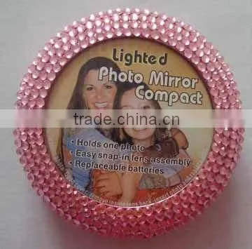 Beautiful doube sided metal round mirror comapct with paint on the cover