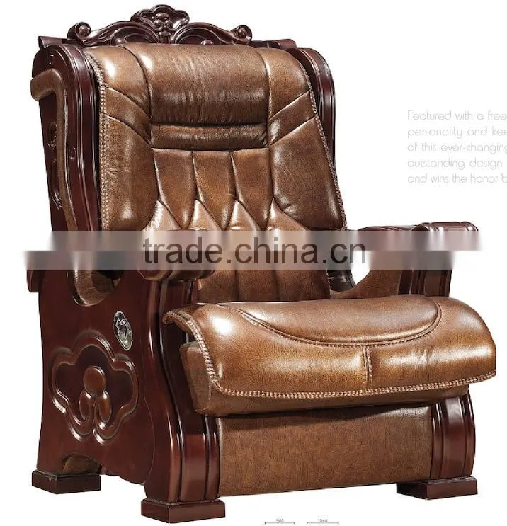 Leather folding armrest luxury wooden executive office chair GZH-SJ2003H