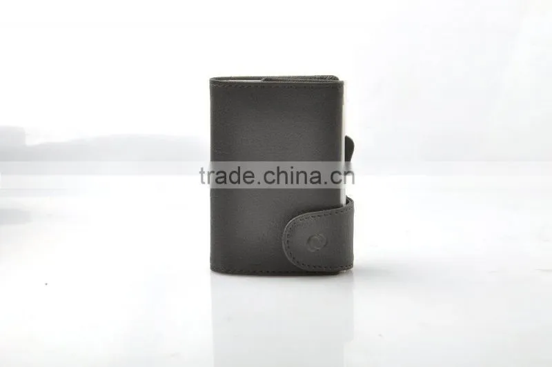 Top cowhide rfid blocking genuine PU leather RFID wallet black