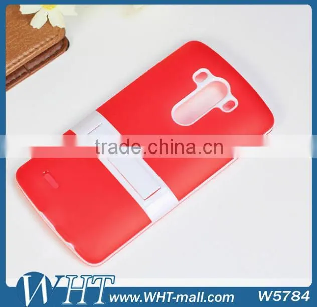 Double Color Design Hybrid Case for LG G3 TPU Cover+ PC Kickstand