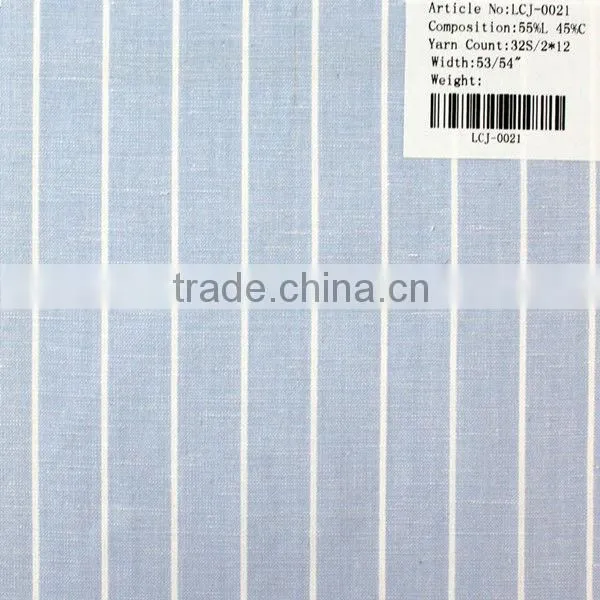 32s/2*12 stripe yarn dyed linen and cotton fabric