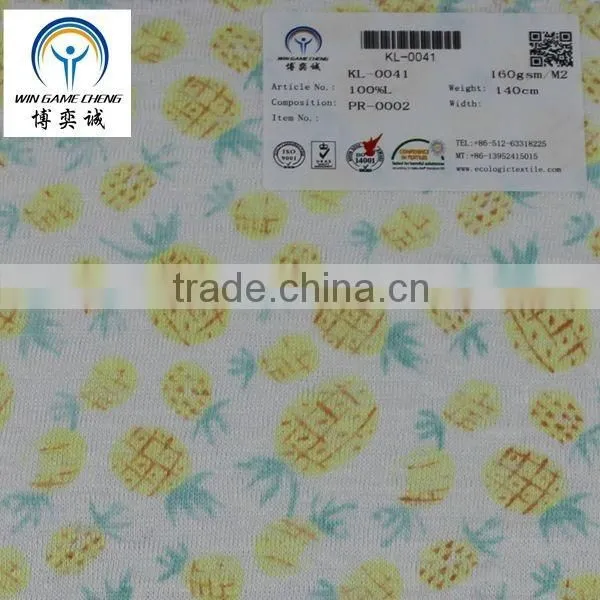 pure linen printed fabric