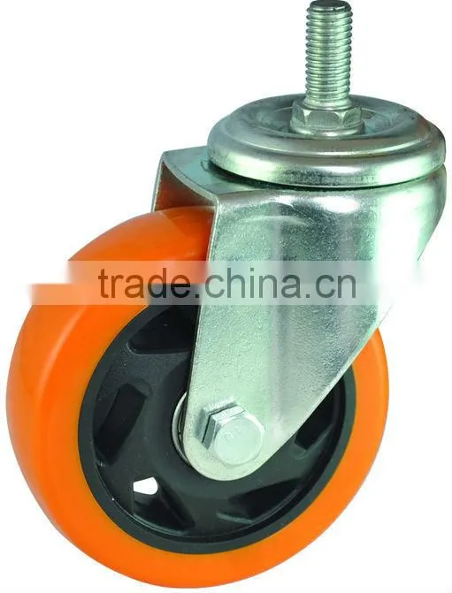 5inch Threaded stem furniture pvc caster wheel,yellow plastic wheel