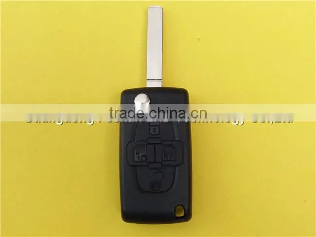 Replacement 4 button flip remote key fob cover for Peugeot 307 CE0523 no logo