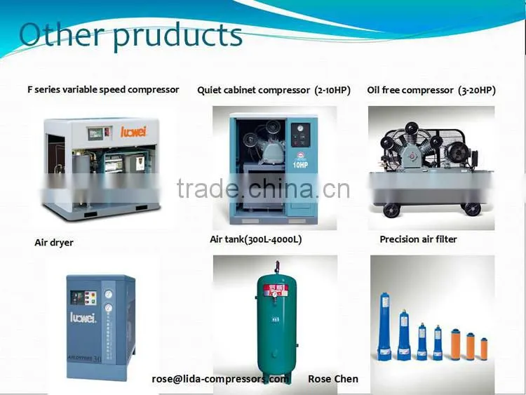 CE 37KW energy saving belt rotary screw air compressor with Germany ROTORCOMP air-end