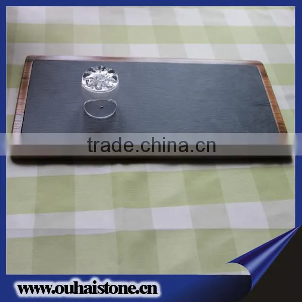 America acacia wood serving tray slate plate