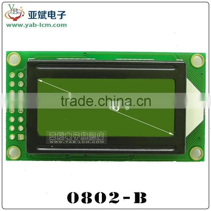8*2 character lcd module for instrument and meter yellow green led and black words 8x2 lcd display