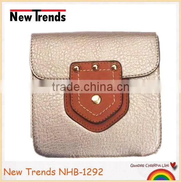 Fashion bright champagne PU samll flap bag