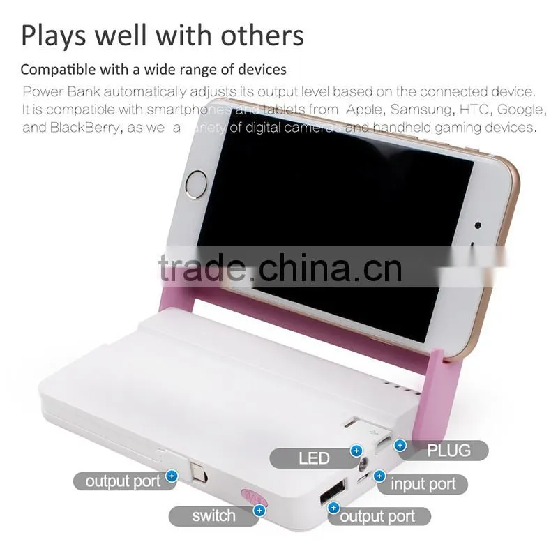 2016 New Long lasting high capacity portable rohs power bank for iPhone and Samsung mobile phones