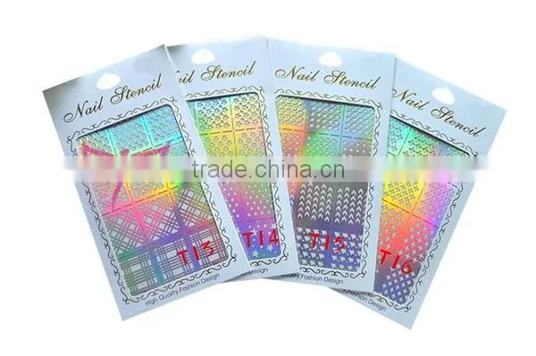 36 designs reusable finger nail stencil,hot nail airbrush stencil