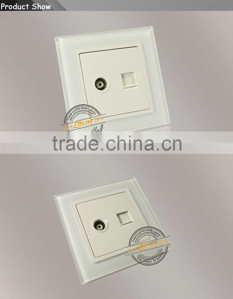 Hot Sell Cheaper Tempered Glass telephone and TV outlet wall socket 86mm