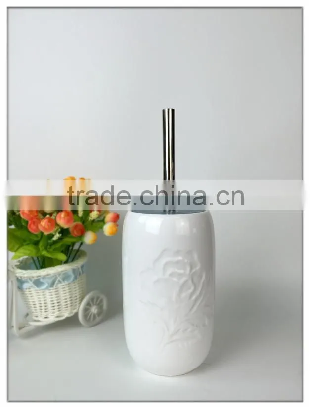 Embossed Rose White Ceramic Bathtroom Set