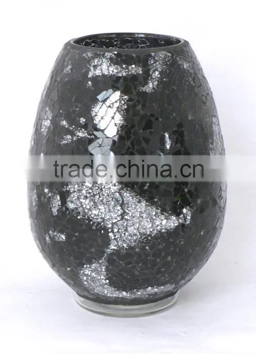 black mosaic vase
