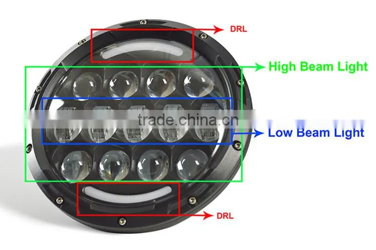 Top New 7" Round Jeep Headlight, 78W Hi/Low Jeep Headlight with H4 H13 Converter
