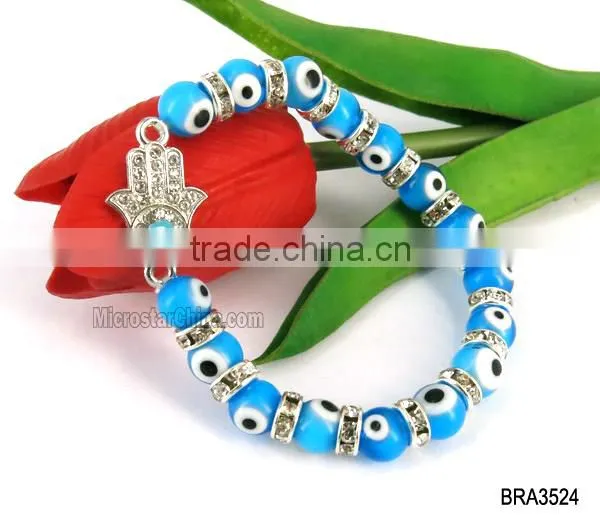 4mm & 8mm Glass turkish eye charms bracelet