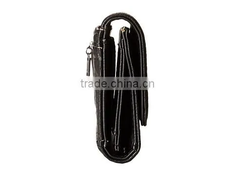Black leather wallet for womens
