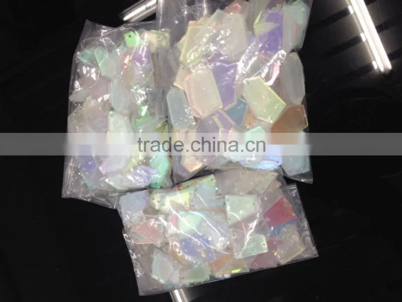Wholesale large size shell effect marbel effect sew-on acrylic stone