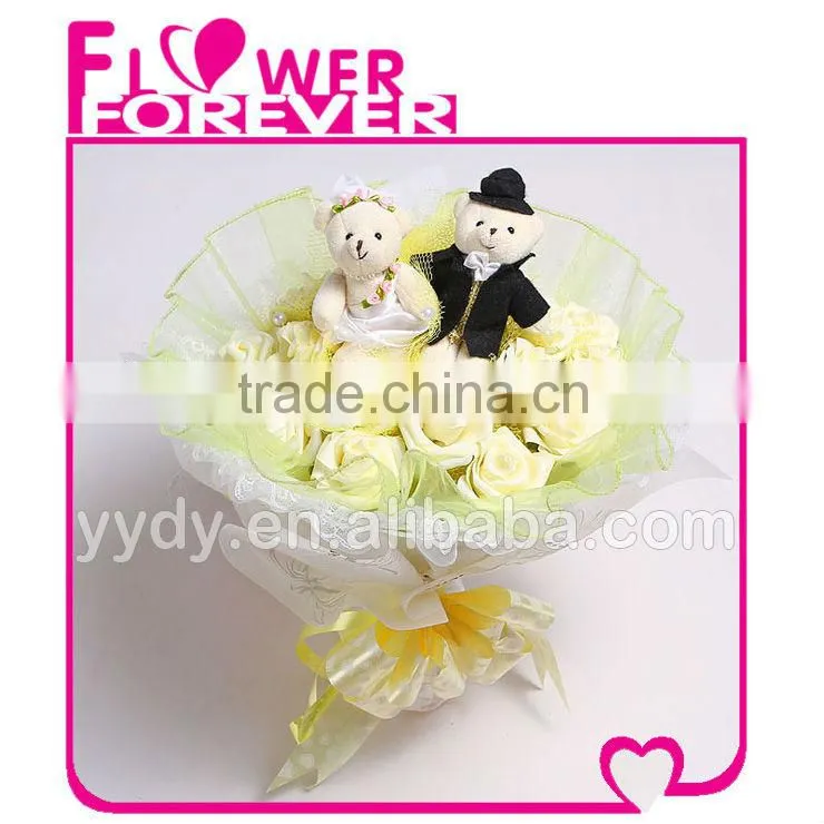 Wedding Bouquet Bride and Groom Plush Teddy Bear