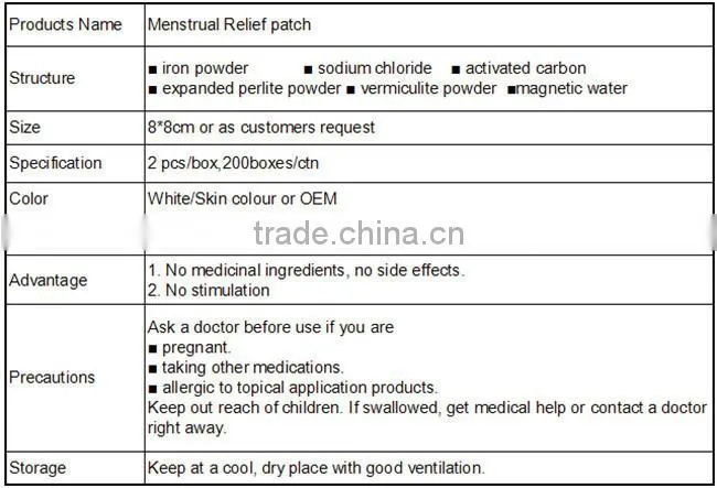 menstrual cramps pain relief patch, auto-heating patch, lower abdomen warmer patch