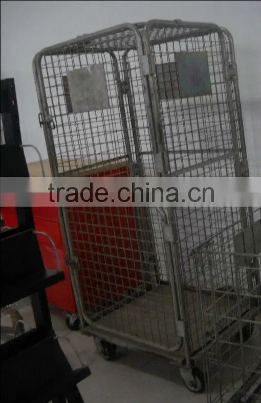 Steel Wire Folding Rolling Trolley Tool Cart for Warehouse Logistic Workshop
