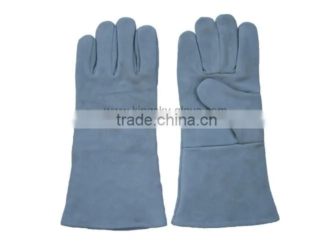 18" green color One piece back full lining long welding glove