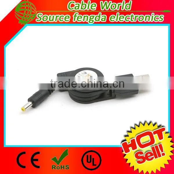 Hot Sell,Retractable DC 4mm cable USB A male to DC 5V 4mm charger cable