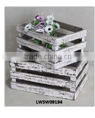 Vintage Wood Box Ornamental Planter with Message