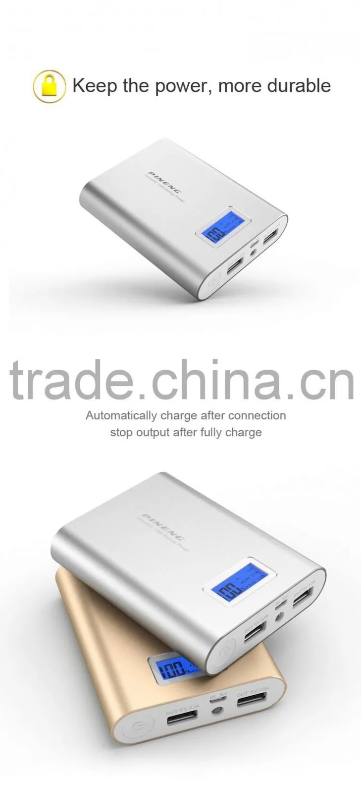 Pineng PN-988 universal portable aluminum power bank 10000mAh