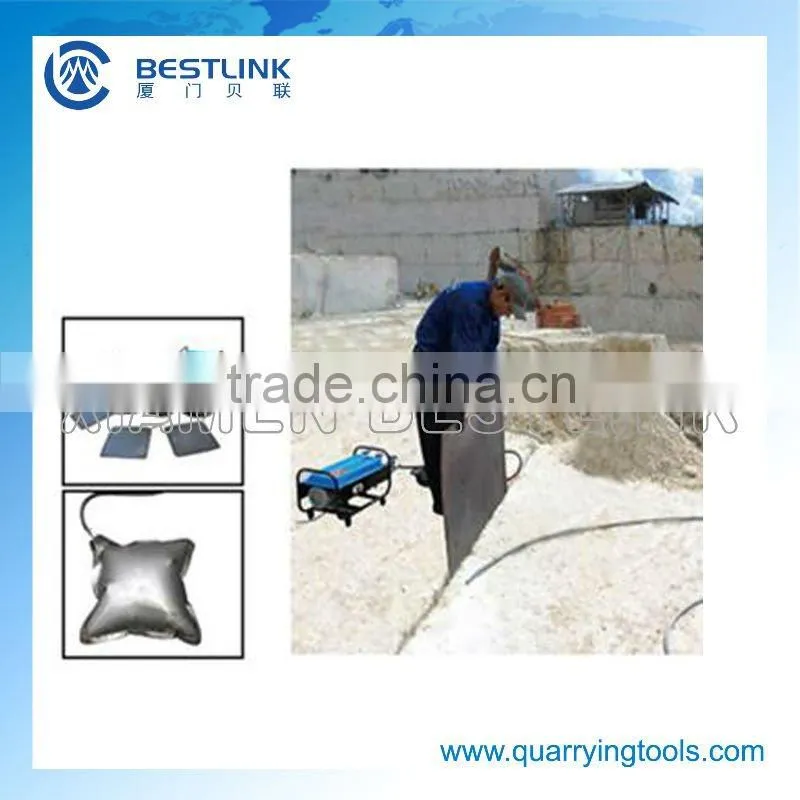 Hydrobags for stone pushing in quarry industry