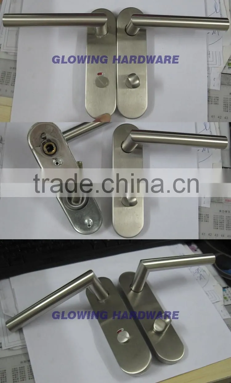 Stainless steel door handle with plate / door lever handle on plate / short plate door handle