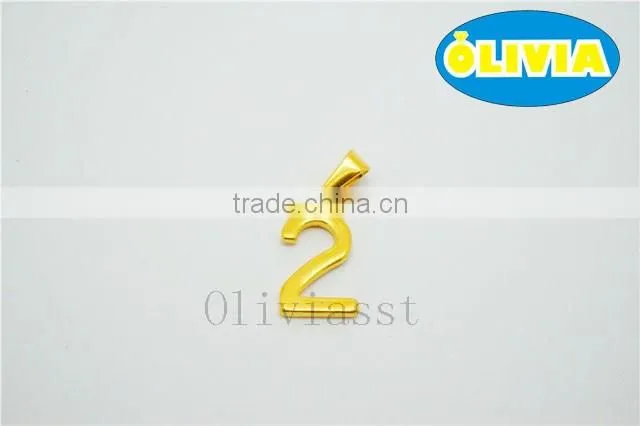 Olivia Wholesale High Quality 2016 Fashion 304 Stainless Steel 0-9 Lucky Number 9 Pendant New Year Gift