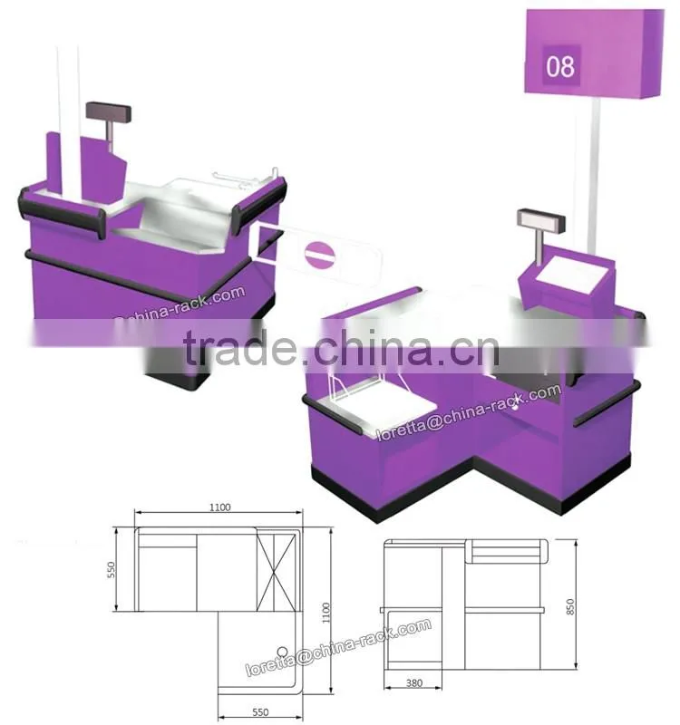 Modern Shop Checkout Counter Table Desk Design for Supermarket