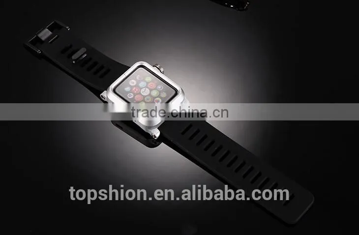 2016 hot new products for Apple watch silicone band wristband strap with aluminum metal case cover