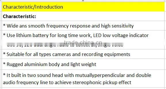 Manufacturer DSLR camera microphone , professional outdoor recording microphone for digital camera