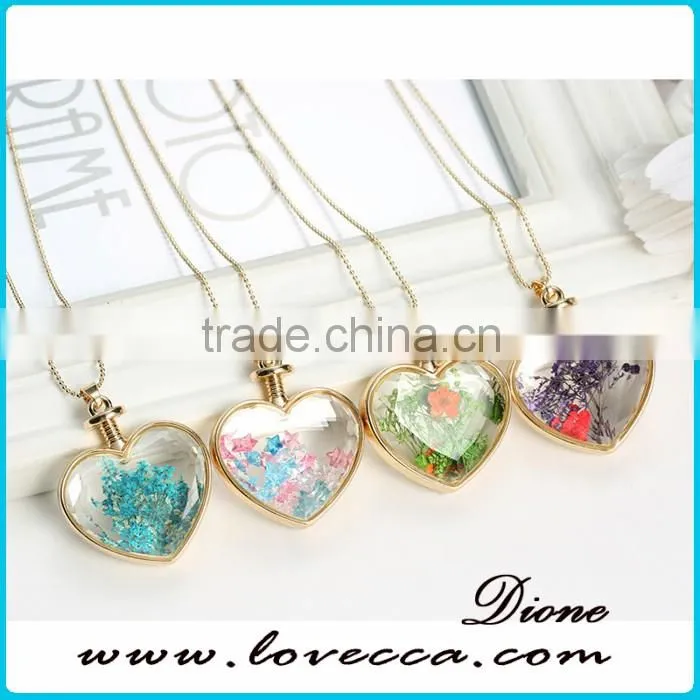 Real dry flower glass locket necklace pendant terrarium necklace