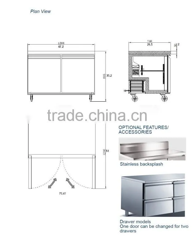 Undercounter freezer, stainless steel commercial freezer_TUC48F