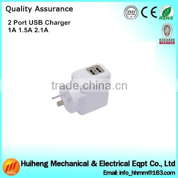 High Quality 2 port USB Charger with AU / EU / UK / US Plug