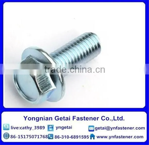 Hexagon head flange bolts , DIN933/931 H.D.G / Galvanized with black /yellow zinc plated/blue white