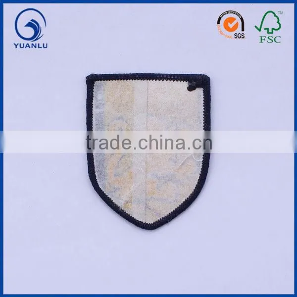 cheap custom sew on embroidery clothing badge