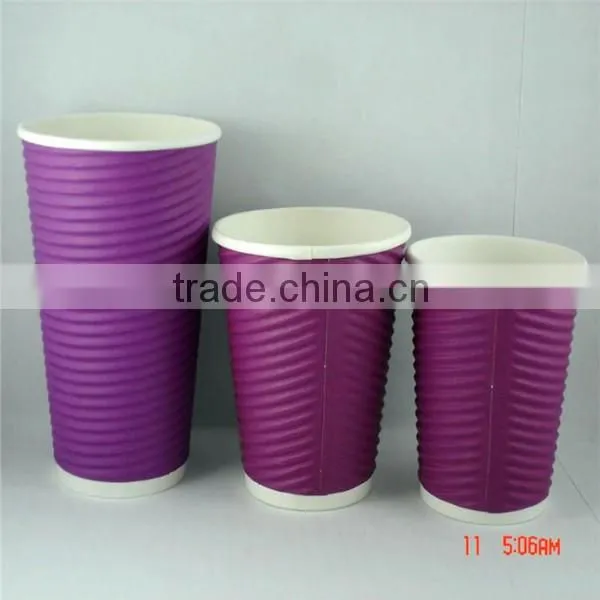 custom designed and good quality disposable corrugated ripple coffee paper cup for hot frink