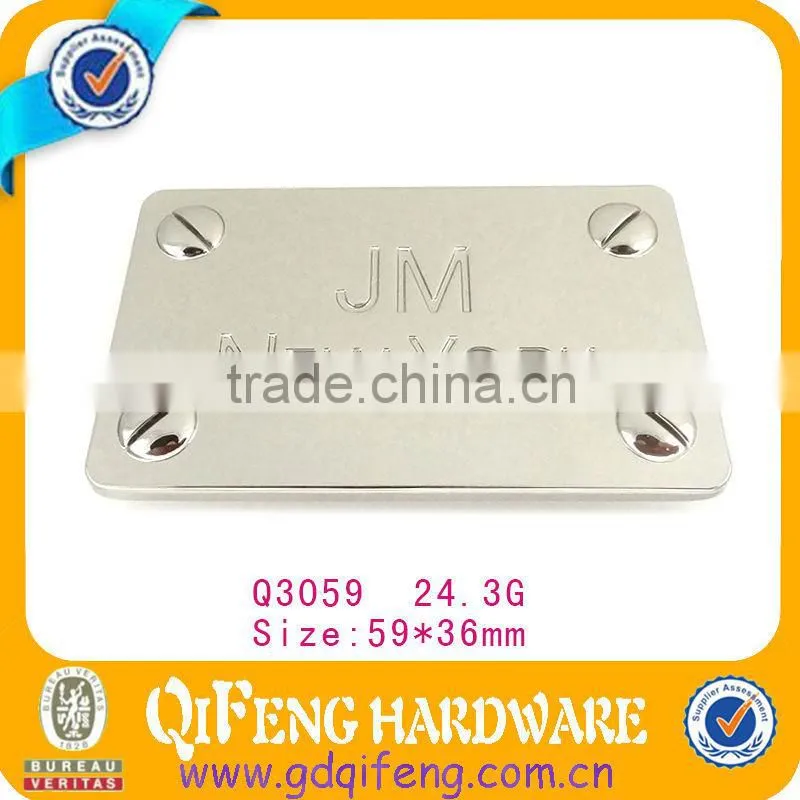 shinny nickel with good plated metal tags for labeling,suitable handbags leather luggage cases,bag accessories qifeng q-2910