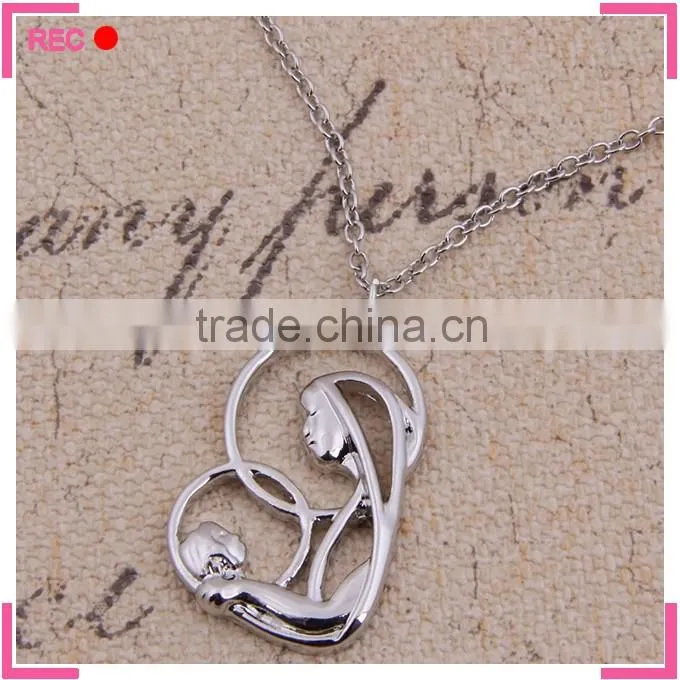 Meaningful pendant necklace for women, mom and son alloy necklace