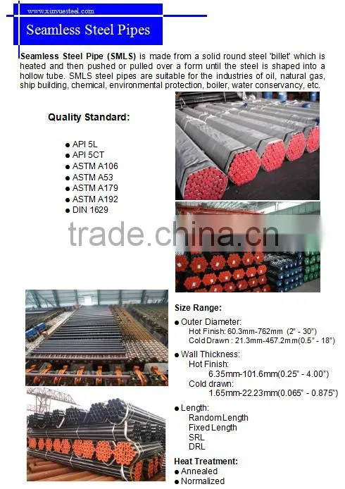 High quality ASTM/API 5L Seamless carbon steel pipes