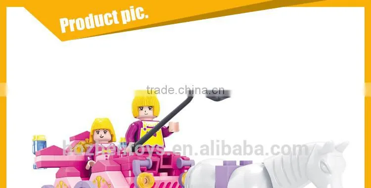 Plastic connecting princess horse carriage building blocks toys for kids educational