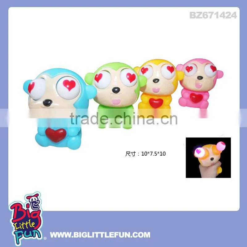 Eye pop squeeze toy rubber cow with light and BB sound