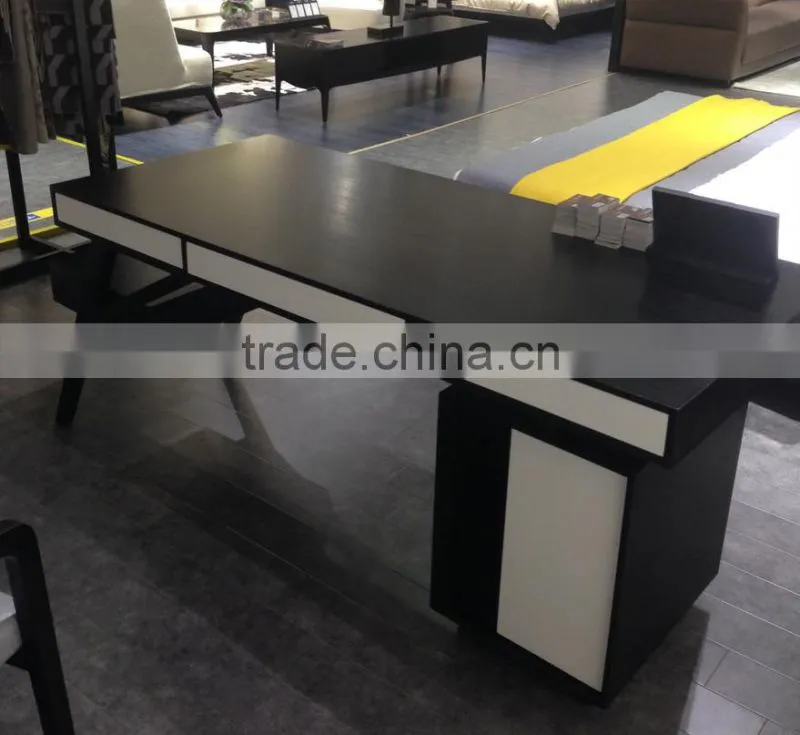 Modern Wood I Shaped Executive Office Desk With Drawer