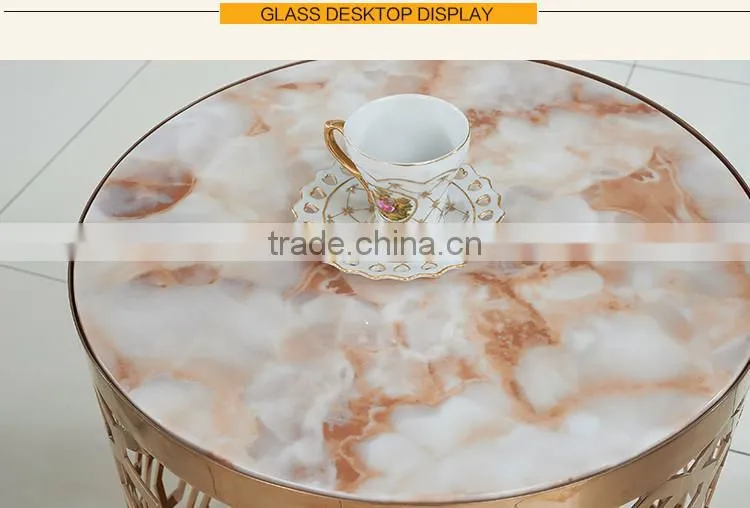 D403 Unique End Table Round Rose Gold Sofa Table